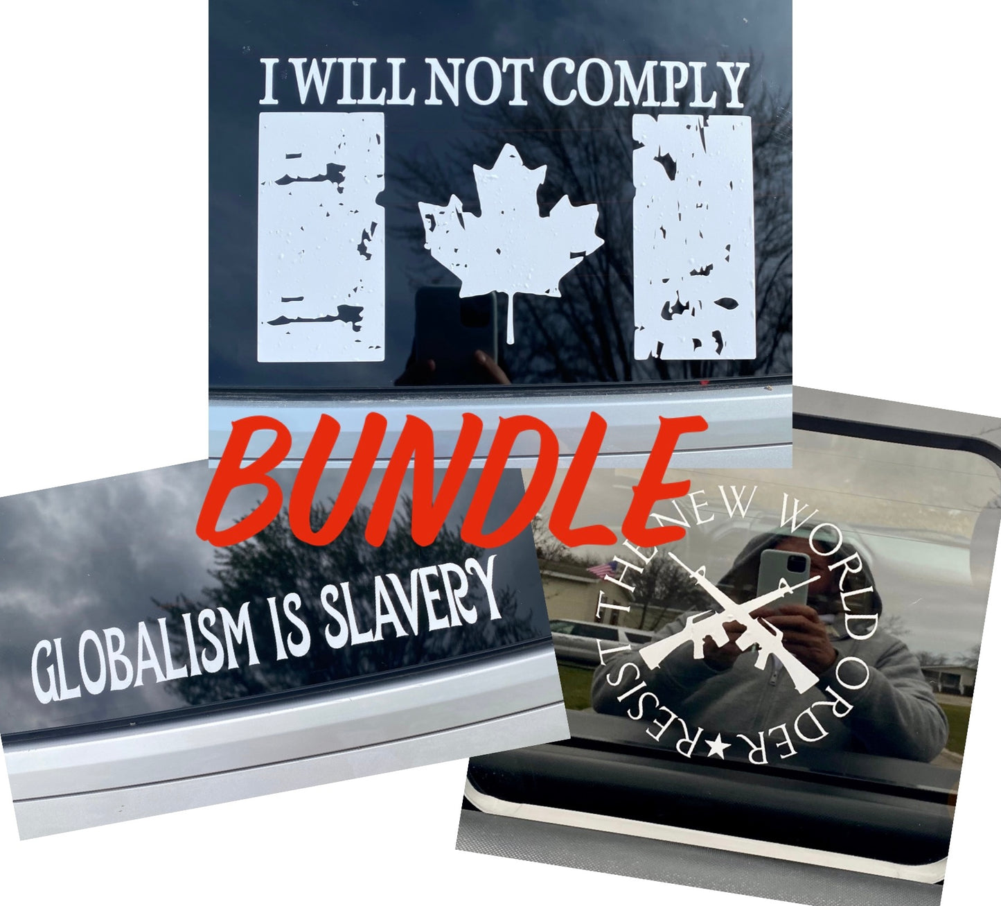 Canada Anti-Globalism decal bundle- two 8 inch, one 6 inch