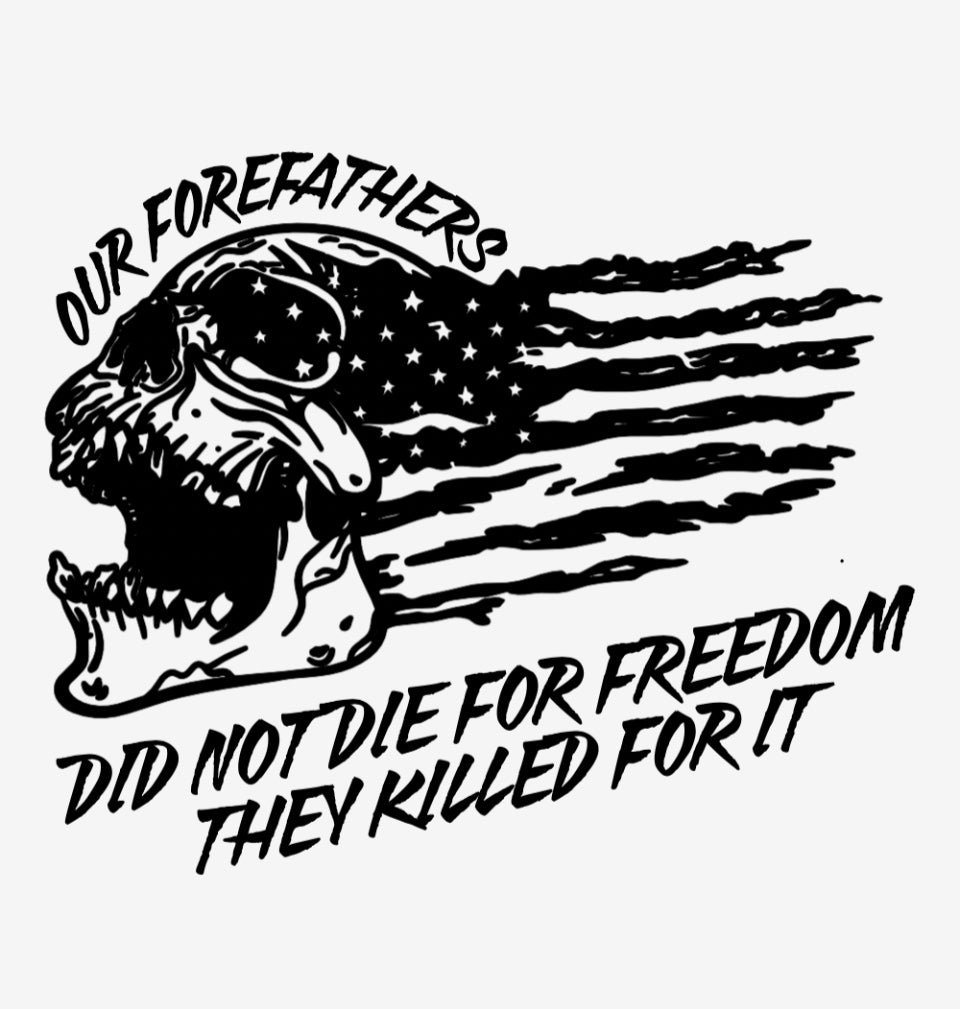 Our Forefathers skull flag decal 12x9