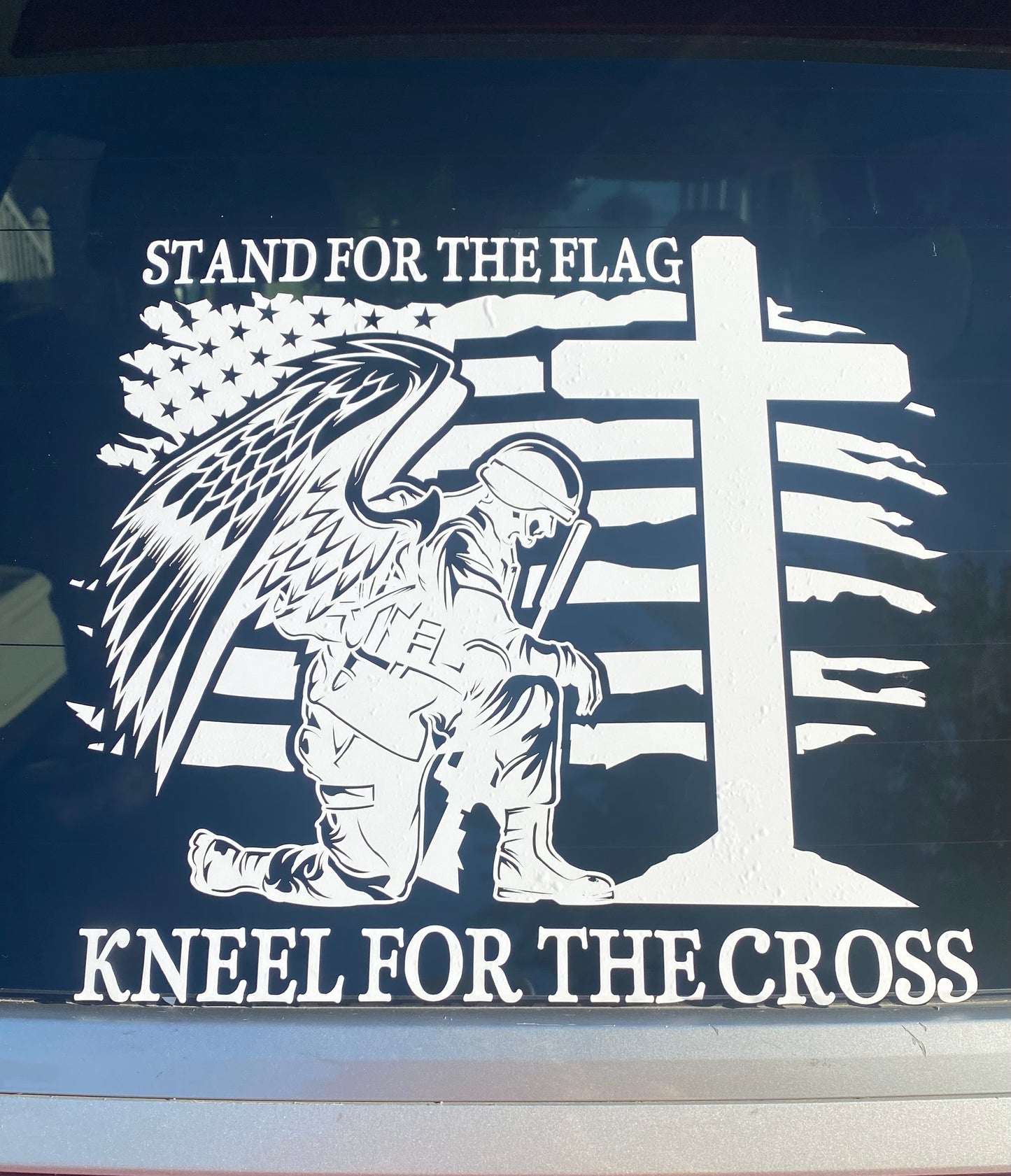 Stand For the Flag/ Soldier With Wings decal 11x10 inch